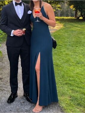 Lulus - Carried by Romance Dark Teal Sleeveless Maxi Dress